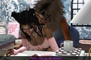 Lesbian tutor seduced and fucks student girl hard on the table hentai