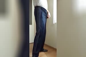 Masturbation in slippery tracksuits