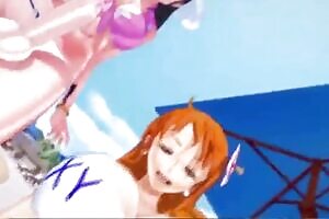 Hentai joi Nami FR One piece Futanari Assplay, CEI, Ass to mouth