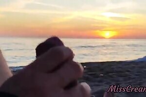 FLASHING my COCK in front of my STEPDAUGHTER at SUNSET in a PUBLIC BEACH and she HELPS me CUMSHOT in front of everyone - REAL SEX RISKY