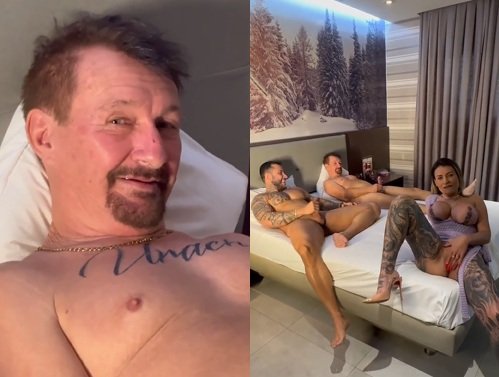 Andressa Urach’s father jerking off while watching his naughty daughter having sex with another man