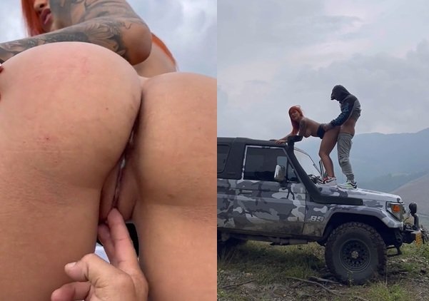 Hot Maria Dmar naked on top of the car giving her pussy hard